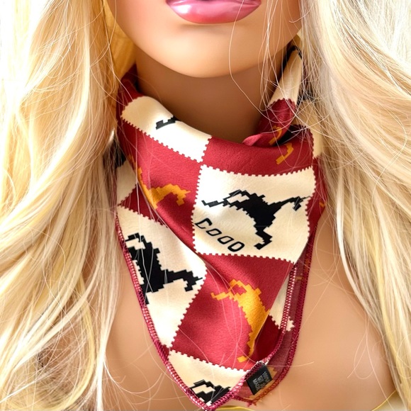 🐴 Horse Equestrian Checked Satin Scarf - Picture 1 of 6